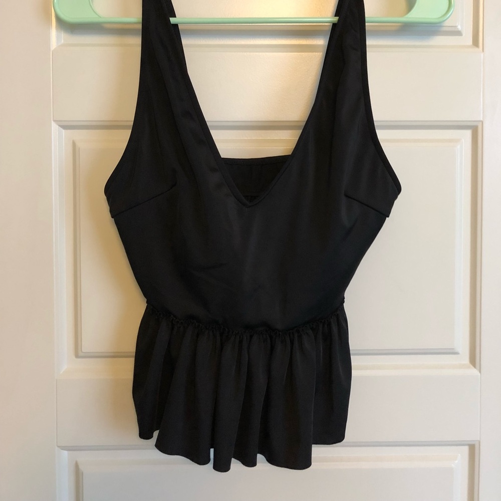 Black V-neck tankini top